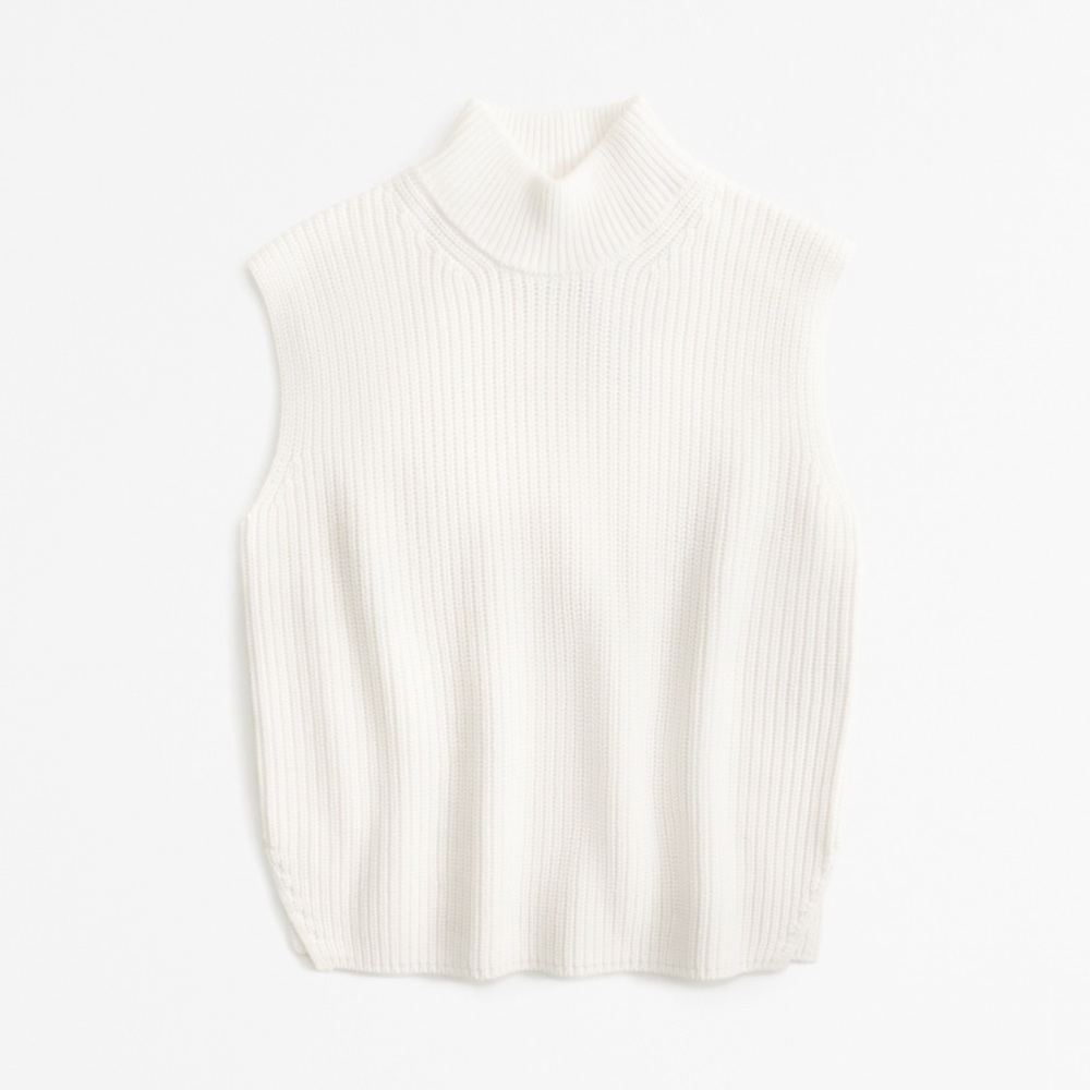 Cream / White Sleeveless turtleneck sweater Abercrombie & Fitch